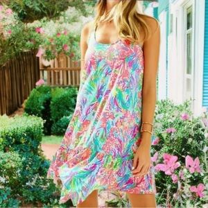 Lilly Pulitzer Hampton Dress in 'Fan Sea Pants Reduced' print.